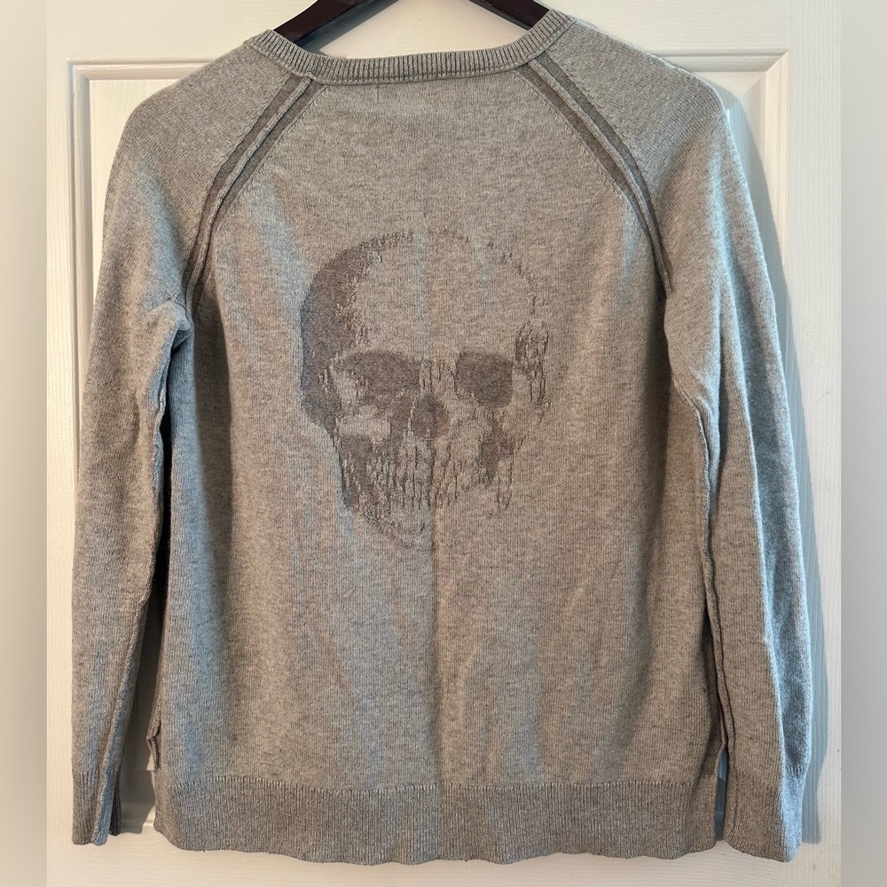 SKULL CASHMERE XS LAMBSWOOL CASHMERE Whimsigoth Eclectic Goth Biker Sweater